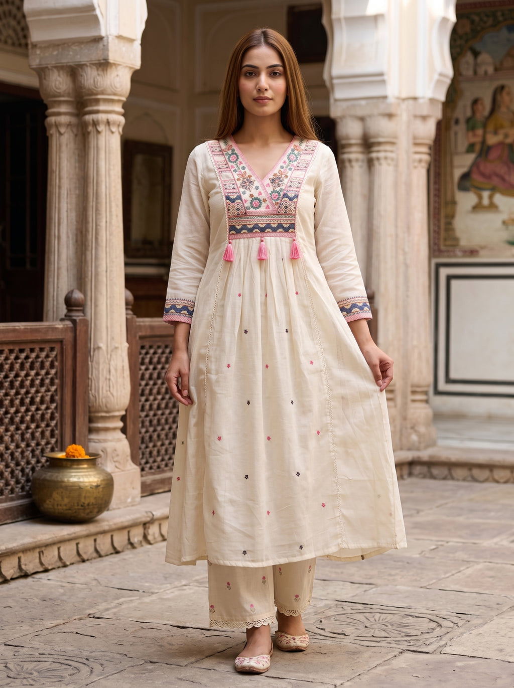 Paridhan Rangrez Mul-Mul Cotton 3-Piece Suit