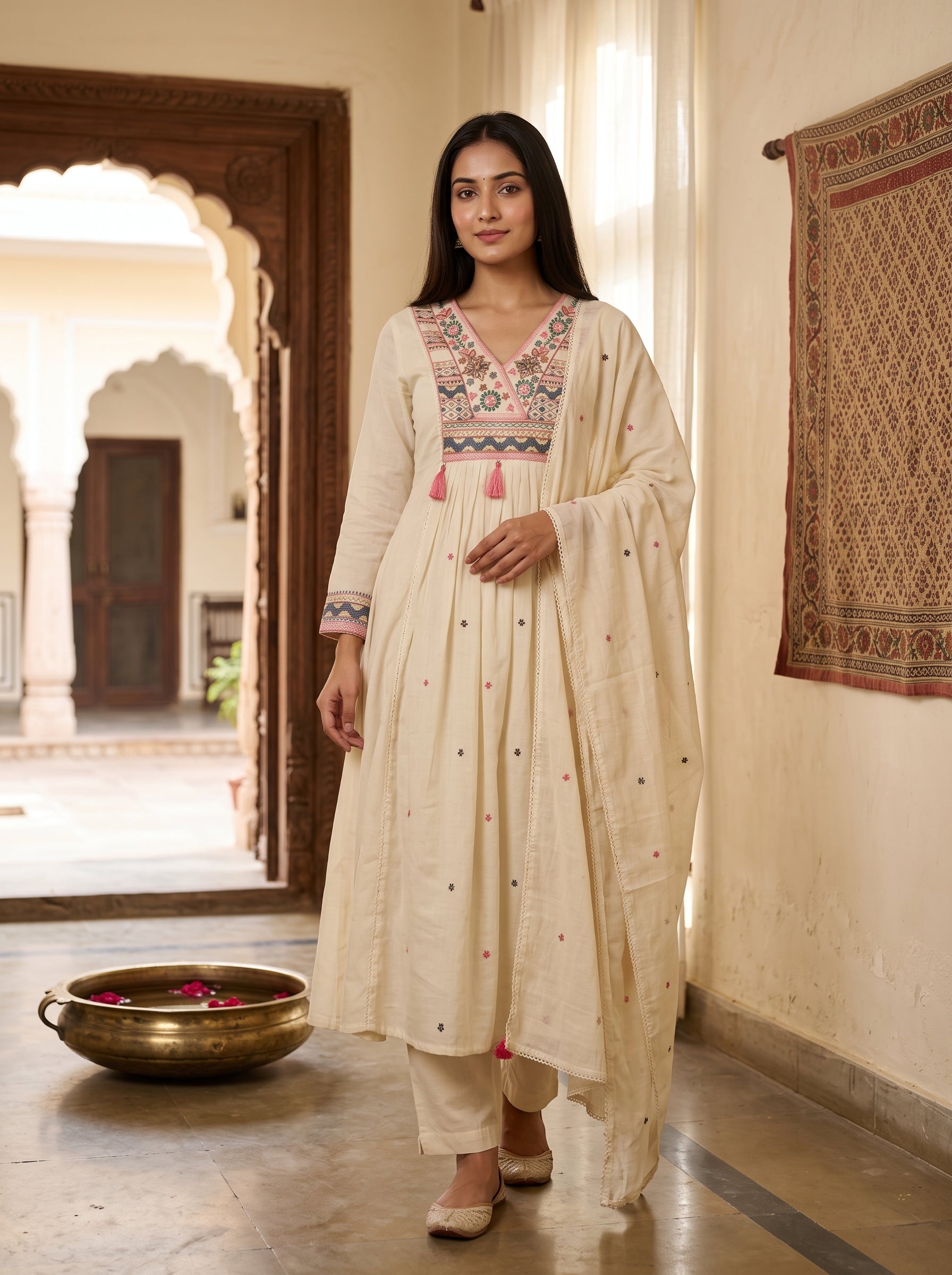 Paridhan Rangrez Mul-Mul Cotton 3-Piece Suit