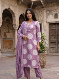 Paridhan Lavender Cotton 3-Piece Suit