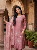 Paridhan Dusty Rose 3-Piece Kurti Set