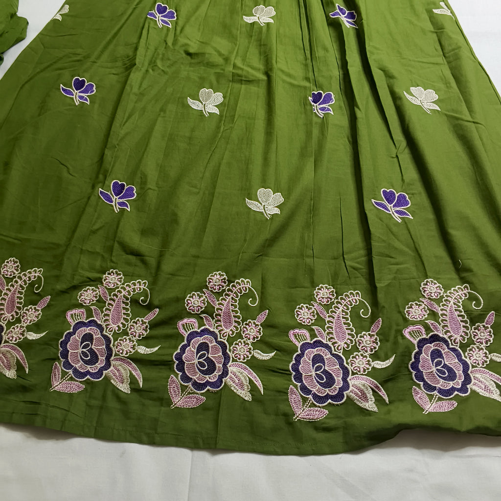 Paridhan Mehendi Cotton 3-Piece Suit