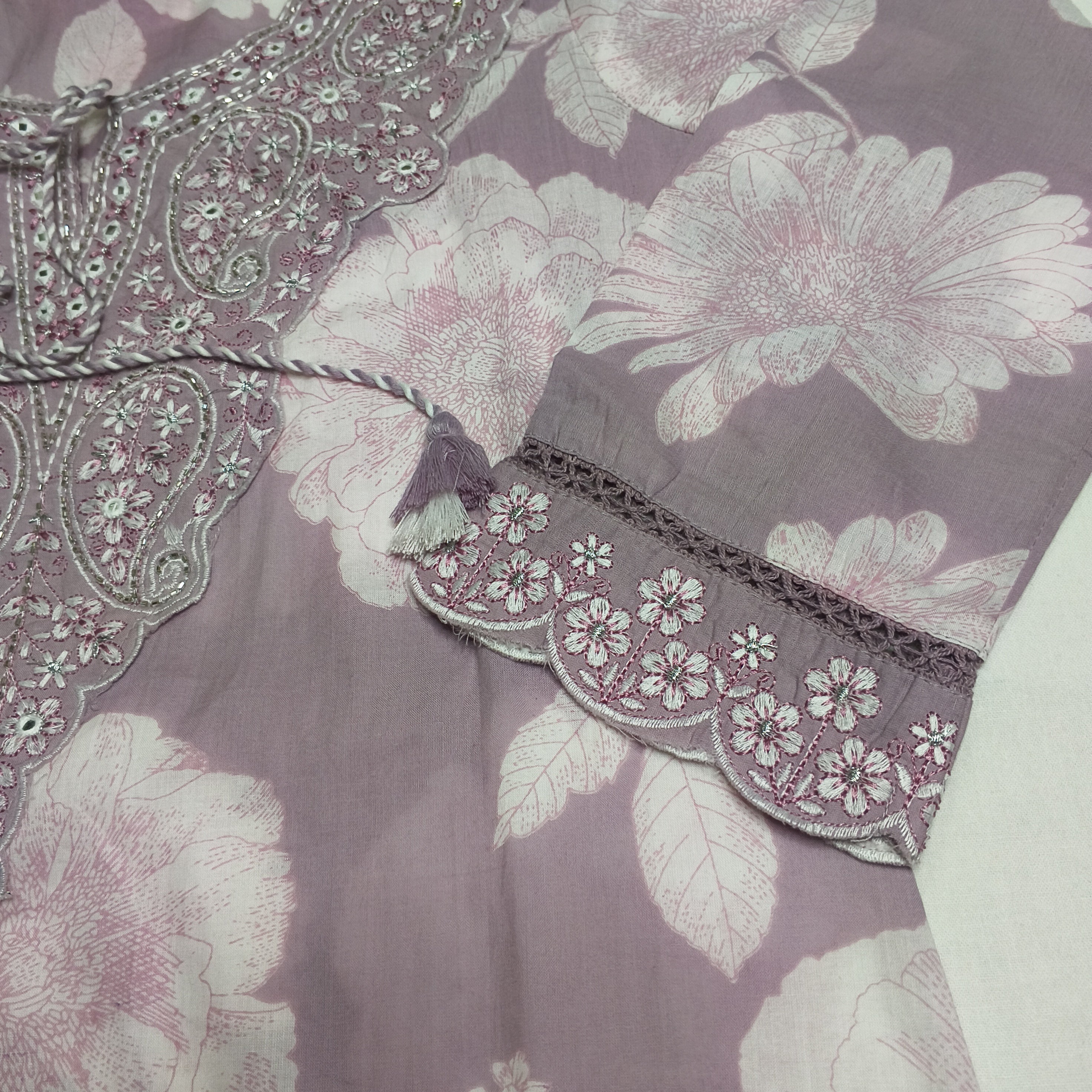 Paridhan Lilac Cotton 3-Piece Suit