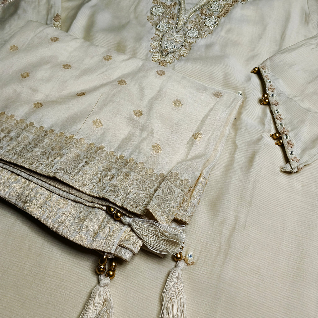 Paridhan Ivory Silk 3-Piece Suit