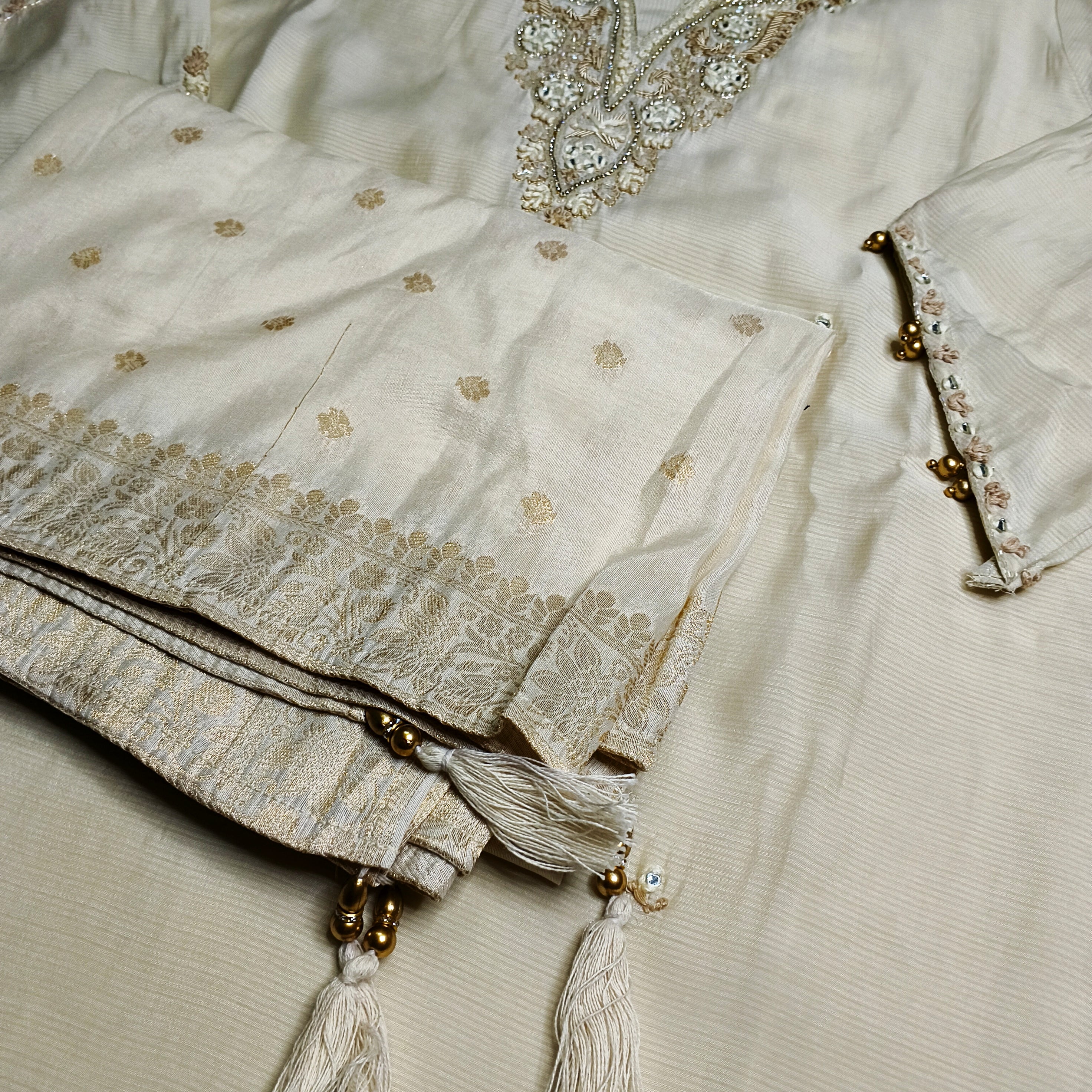 Paridhan Ivory Silk 3-Piece Suit